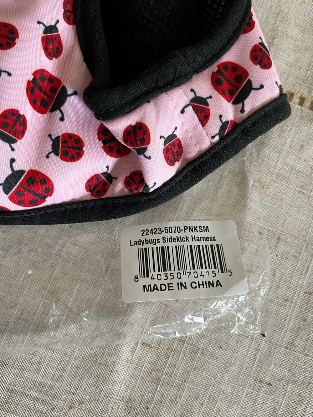 NWT The Worthy Dog Sidekick Ladybugs Reflective Step In Dog Harness, Pink, Small